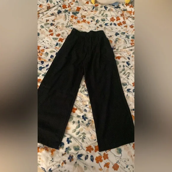 Abercrombie Black linen Wide-Leg Pants - Picture 6 of 7